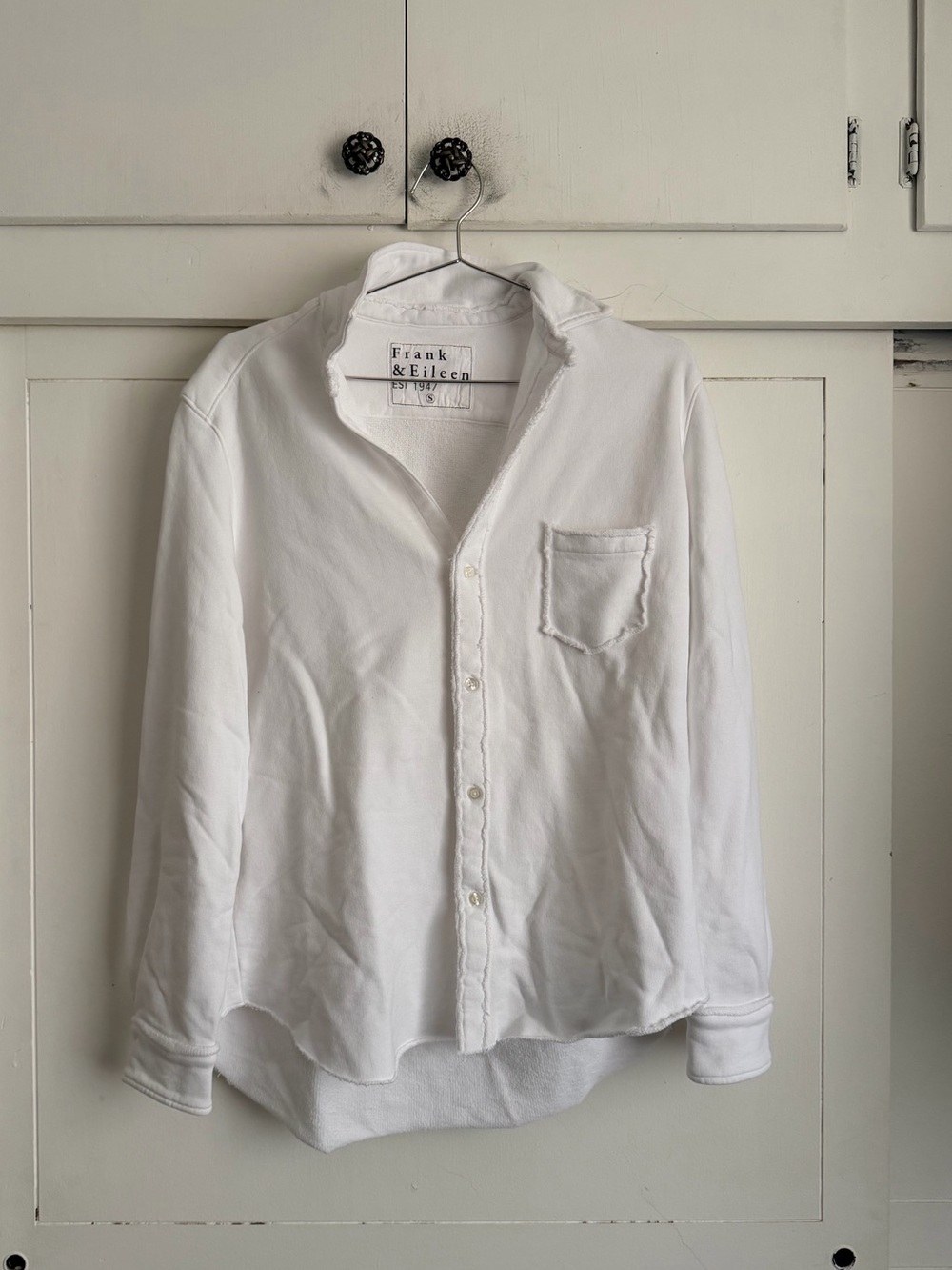 Frank & Eileen Eileen Relaxed Terry Button-Up Shirt - White